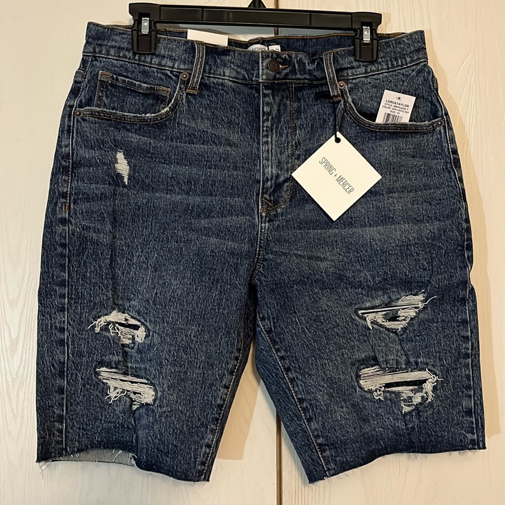 Mens Spring + Mercer Distressed Denim Shorts